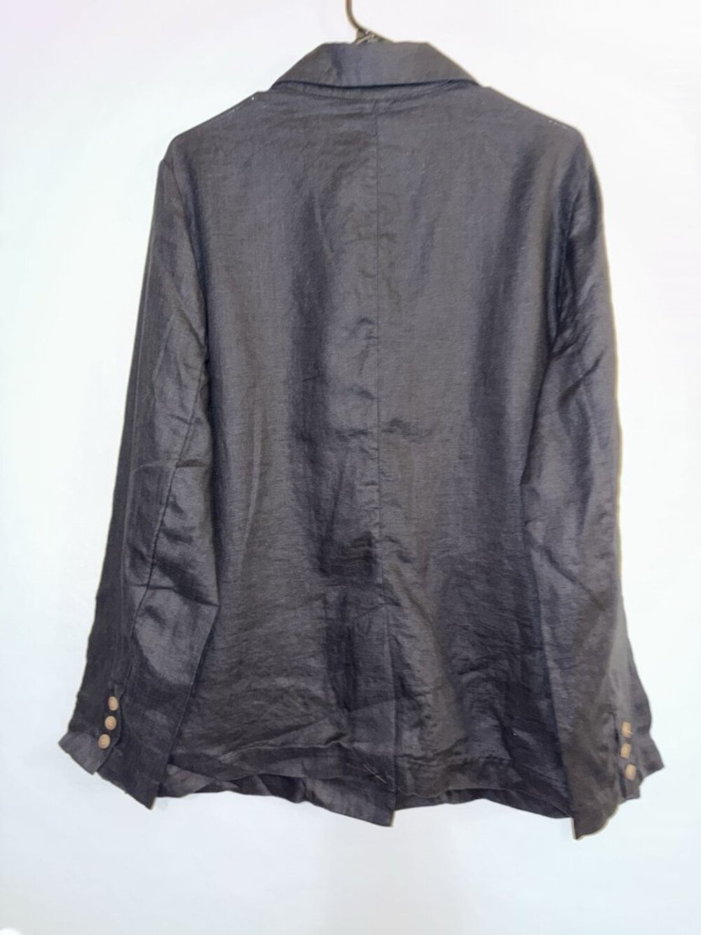 Quince 100% European Linen Structured Blazer Black Large Coastal Corporate Flax - Picture 5 of 7